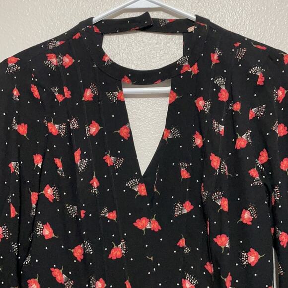 FREE PEOPLE Black Floral Combo Tegan Dress Size 0 - Picture 3 of 10